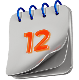 Ícone de um calendário com folha branca e aros azuis