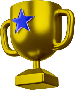 Troféu dourado com uma estrela azul.