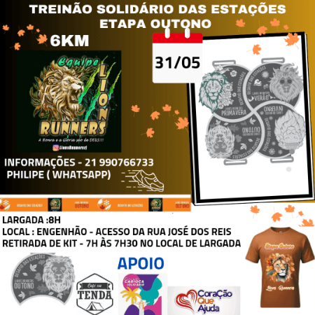 Imagem de divulgação do Treinão Solidário Das Estações Lions Runners - 2° Etapa - Outono